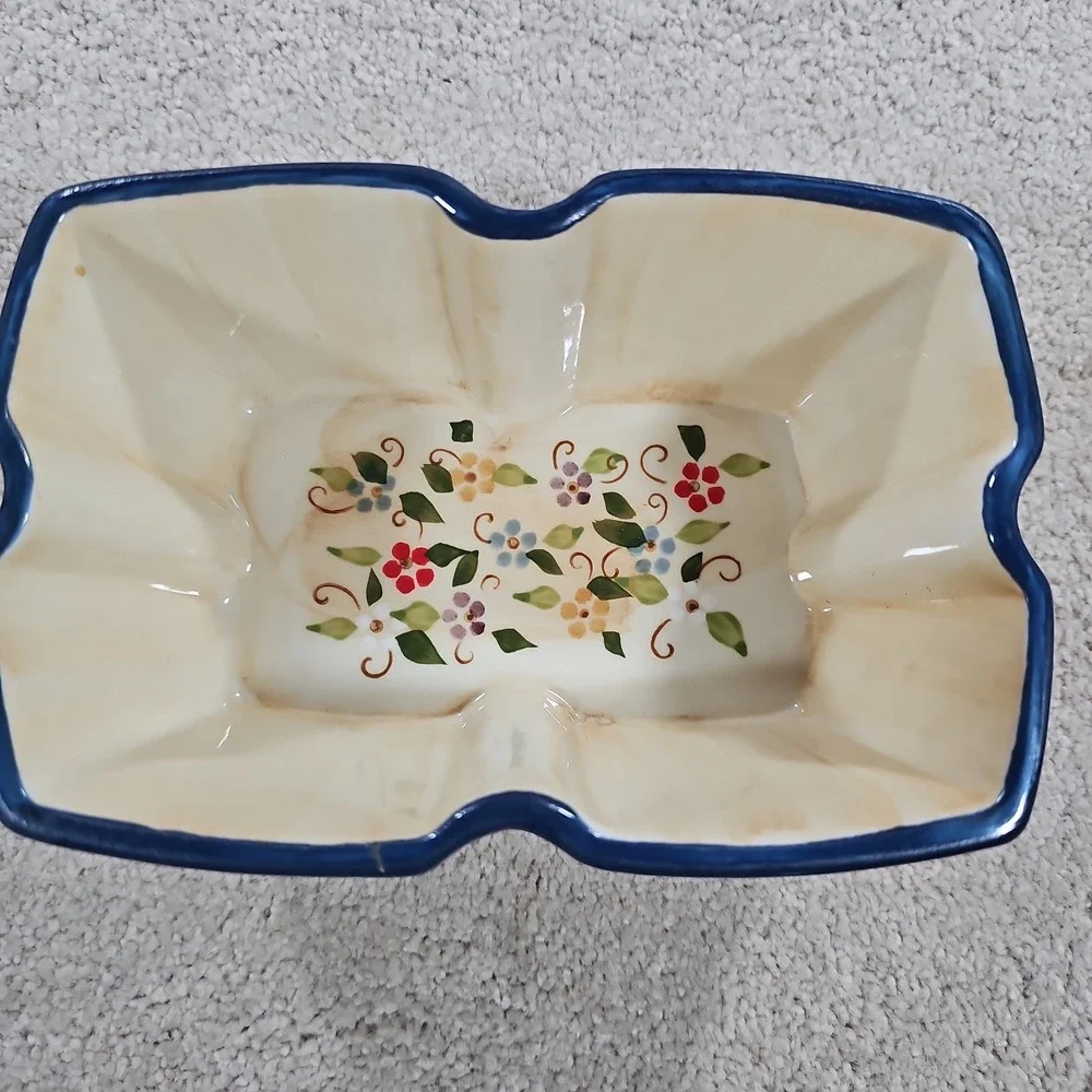 Temptations by Tara Petals 1 Qt Blue Edge Floral Baking Casserole Dish